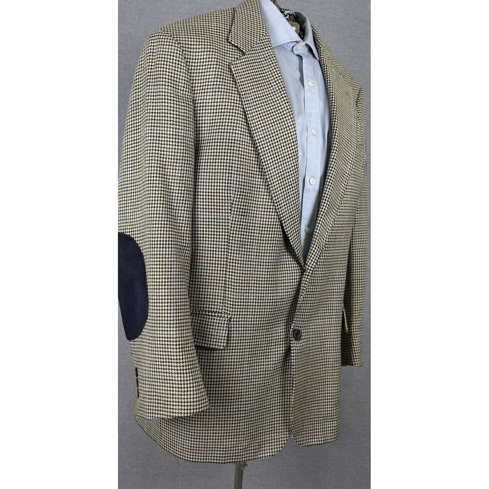 Brooks Brothers Mens 43 Regular Houndstooth Blazer Elbow Patches Made in USA 43R
